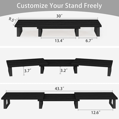 Aothia Gross Monitorständer,2- oder 3-Monitor Stand,Bildschirmerhöhung mit verstellbarer Länge und W