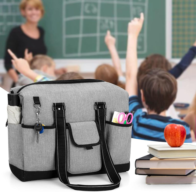 Damero Lehrer Schultertasche, Laptop Handtasche Damen mit mehreren Fächern, Lehrerbedarf Tasche Akte