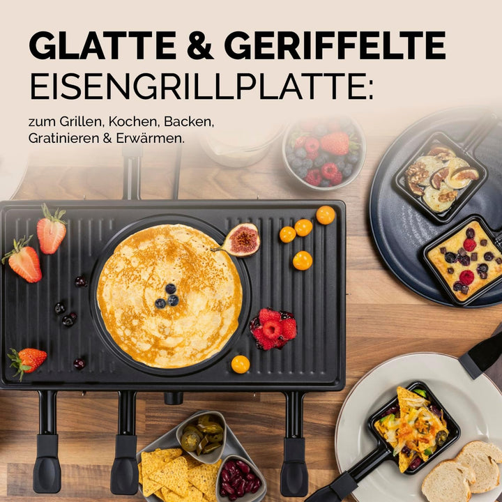 GOURMETmaxx 2-in-1 Raclette mit Fondue | Raclette Set 8 Personen – ideal als Partygrill | Raclette-F