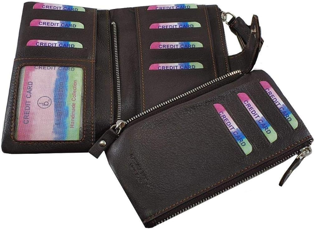Victor Line Damen-Geldbörse aus Leder, Luigi Benetton, bunt, modisch, teilbar in zwei Brieftaschen.,