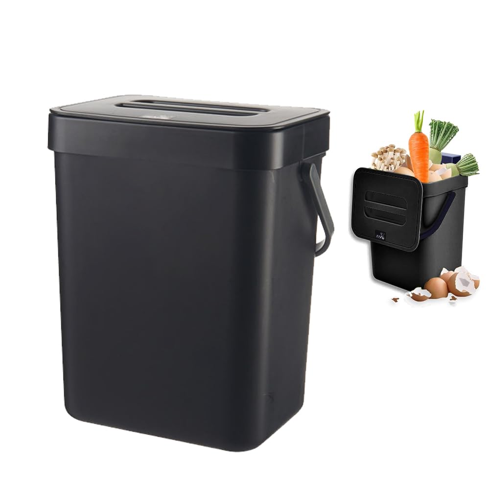 Biomülleimer, 3L Abfalleimer Mit Deckel, Komposteimer Küche, Windeleimer Geruchsdicht, Aufhängen Kom