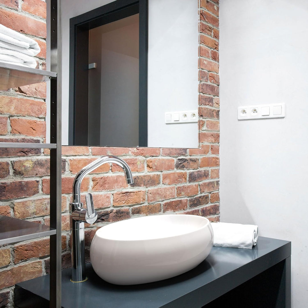 Waschbecken24 | Premium Waschbecken mit Lotus-Effekt für das Badezimmer und Gäste-WC (48x34x14cm, We