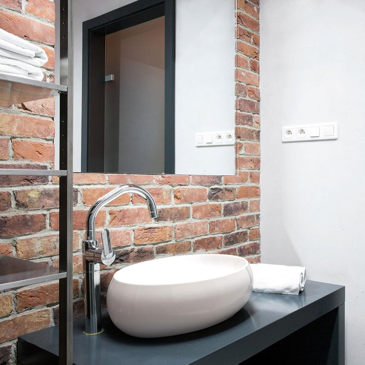Waschbecken24 | Premium Waschbecken mit Lotus-Effekt für das Badezimmer und Gäste-WC (48x34x14cm, We