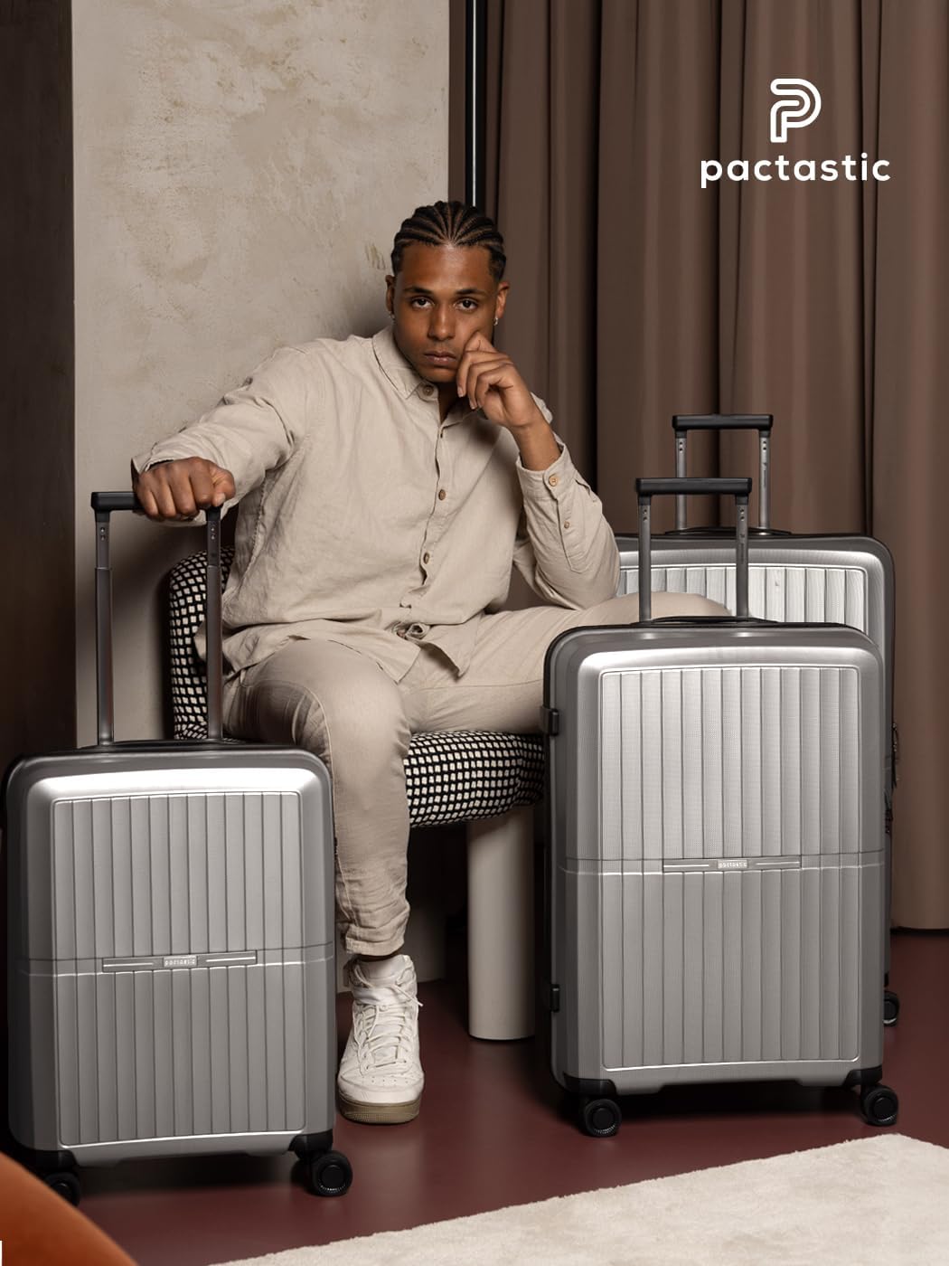 Pactastic Ultra leicht Hartschalen Koffer-Set 3-teilig | Robustes Polypropylen Material | mit Dehnfa