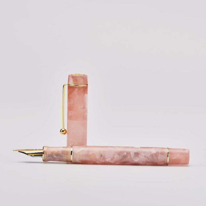 Jinhao 100 Füllfederhalter Pink Celluloid, Fine Point mit Konverter und Stifteetui Set