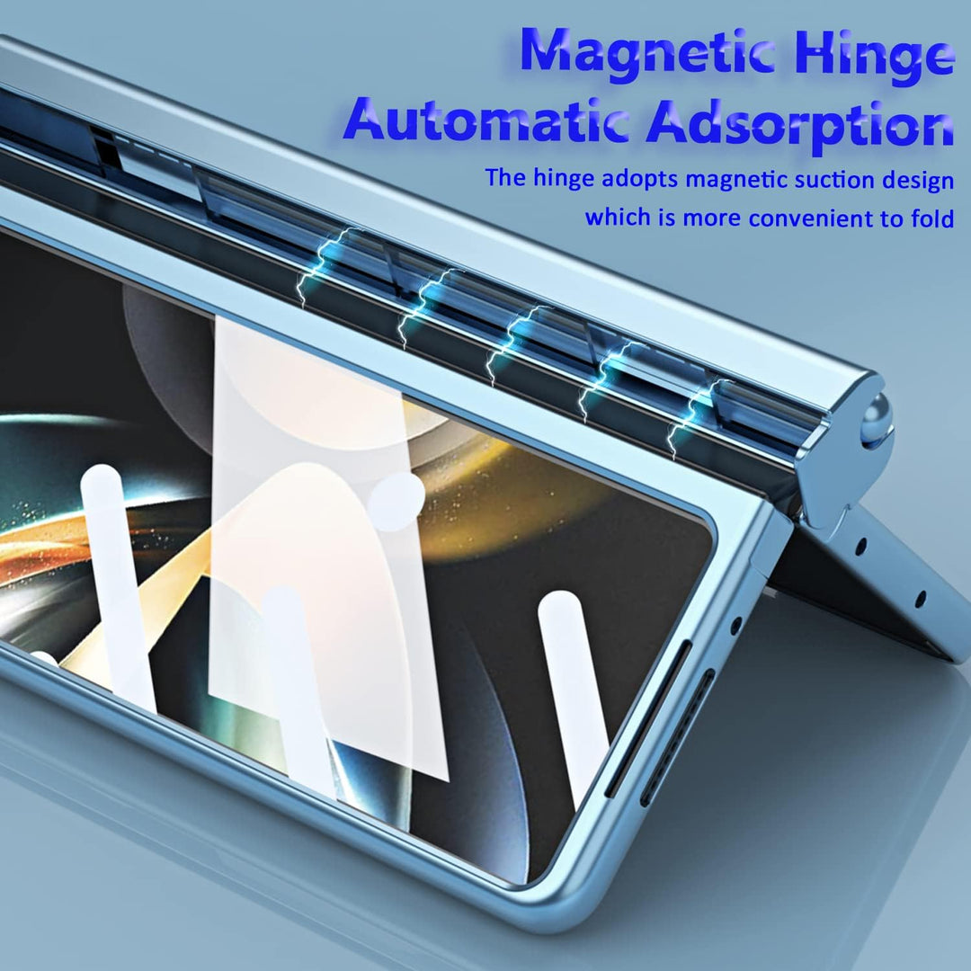 Miimall Kompatibel mit Samsung Galaxy Z Fold 4 Hülle mit S Pen+Displayschutz+Kameraschutz, [Scharnie