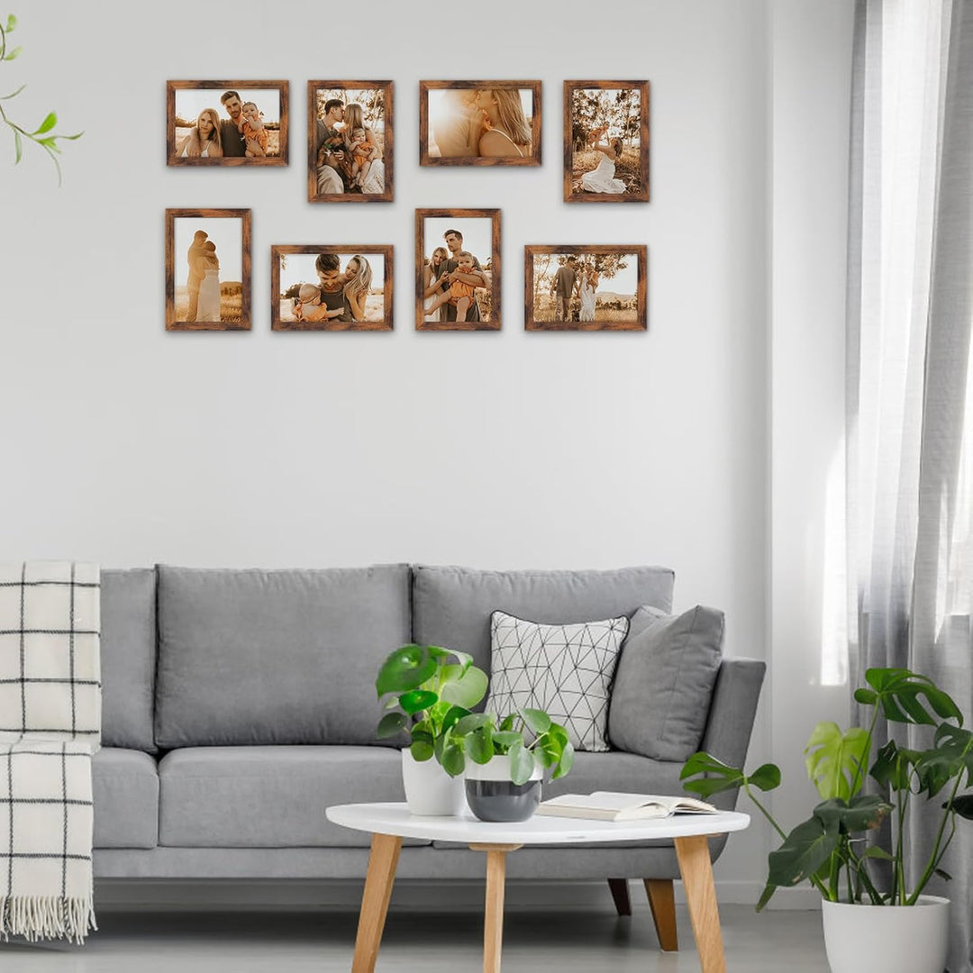 Hoikwo 18 Stück Bilderrahmen 10x15 cm, Braun Fotorahmen Collage Set für Wohnzimmer Schlafzimmer Kind