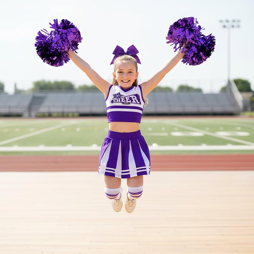 Kostüm Pompom Karneval Mädchen Kostüm Cheerleader Mädchen mit Haarspange Schleife Majorette Stick Po
