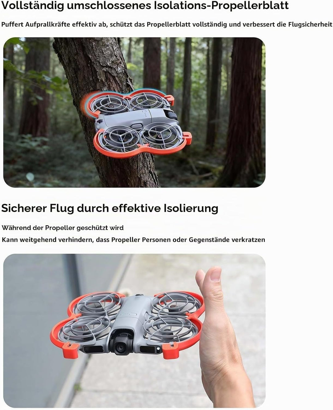 3-in-1 Anti-Kollisionsschutz-Set für DJI Neo 2 Zubehör, Propellerschutz + Landegestell + Gimbal-Stos