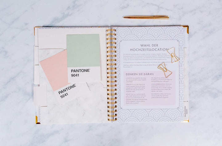 Hochzeitsplaner Deutsch Organizer Buch & Hochzeit Kalender Marmor Design Gold - German Wedding Plann