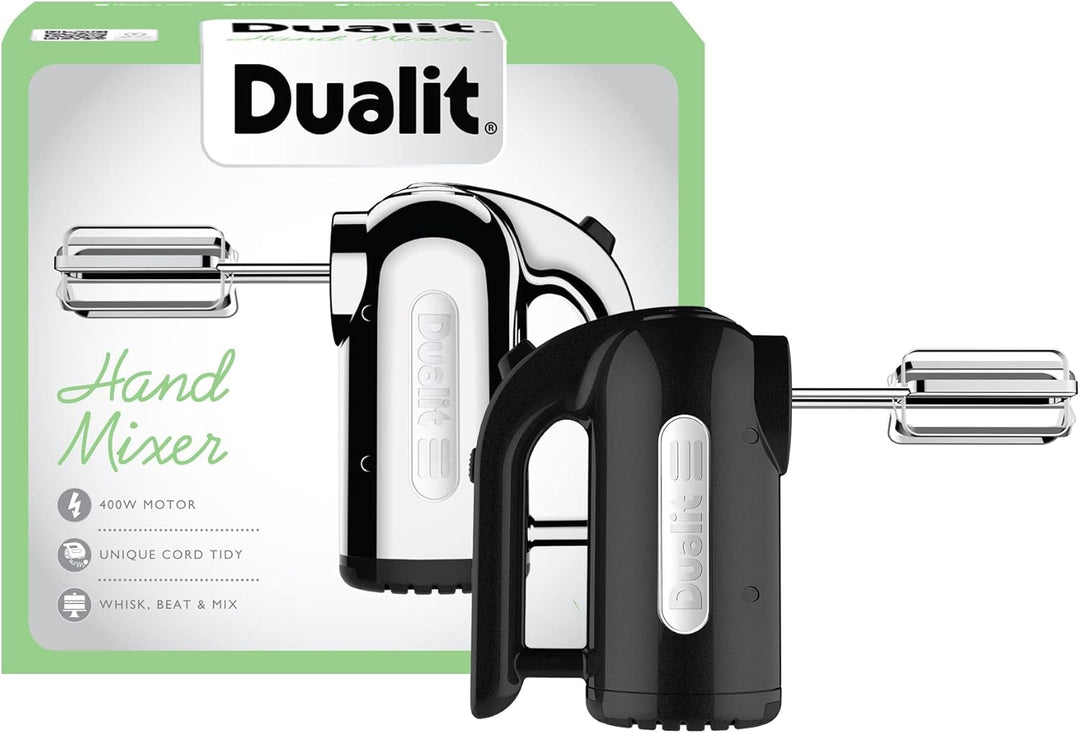 Dualit Handrührer - Schwarz, 400W, 4 Stufen, Einziehbares Kabel - Rührgerät Küche Ideal zum Backen m