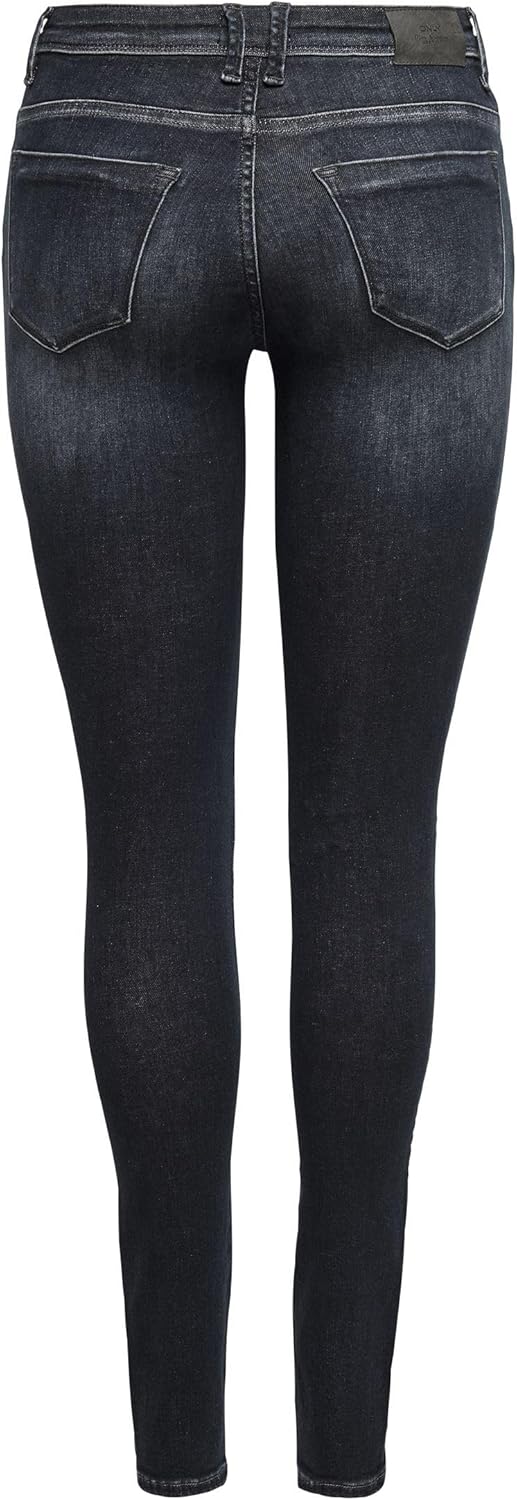 ONLY Female Skinny Jeans ONLROYAL Mittlere Taille Skinny Fit Jeans XS / 32L Black Denim, XS / 32L Bl