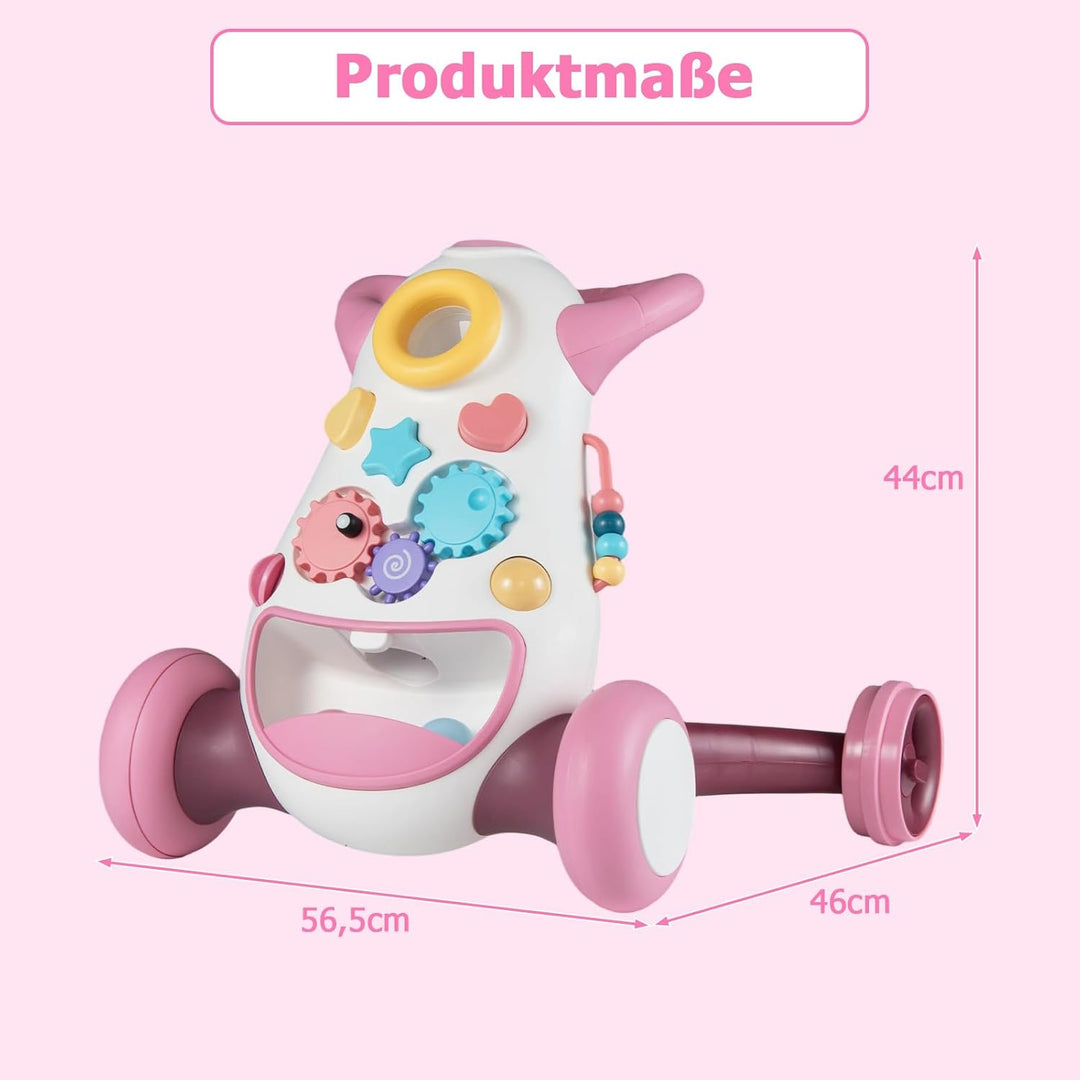 COSTWAY Lauflernwagen Baby, Lauflernhilfe mit Musik & Licht, Laufhilfe mit Formensortierer, Zahnräde