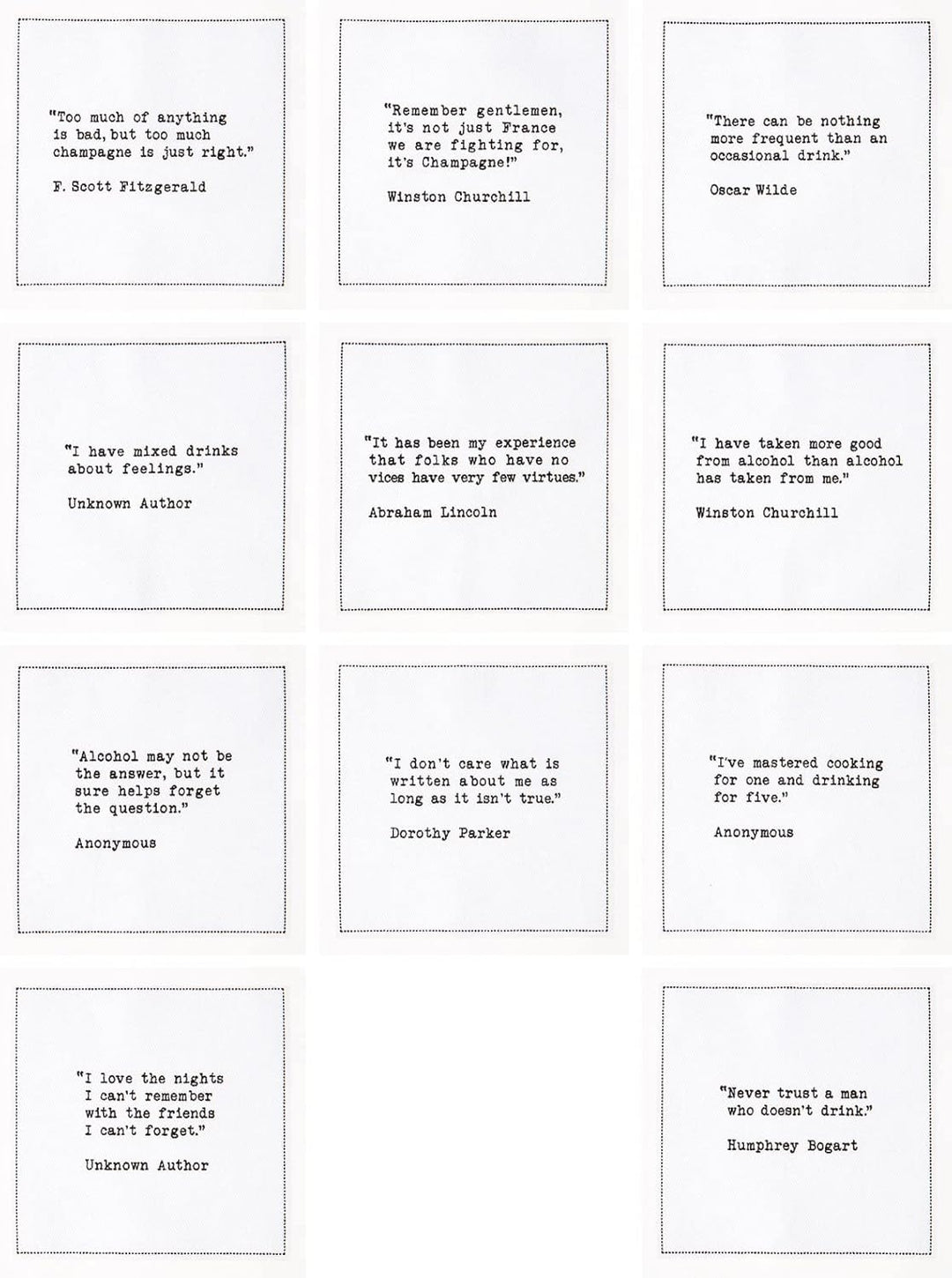 Signature Napkins Cocktail-Servietten, 50 Stück, 14 einzigartige Zitate, 11,4 x 11,4 cm, Weiss, Einz