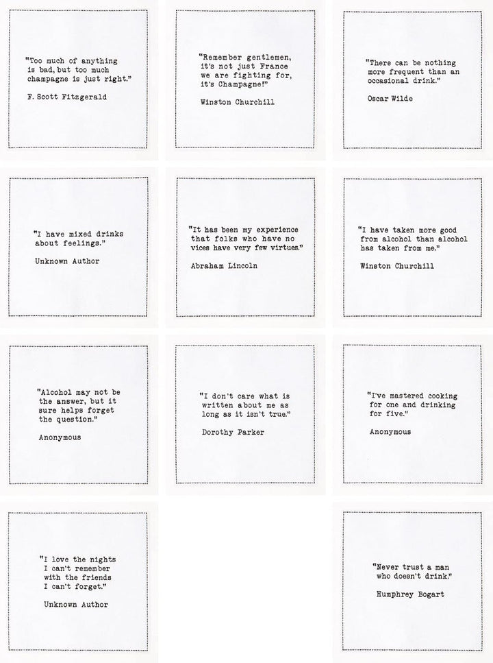 Signature Napkins Cocktail-Servietten, 50 Stück, 14 einzigartige Zitate, 11,4 x 11,4 cm, Weiss, Einz