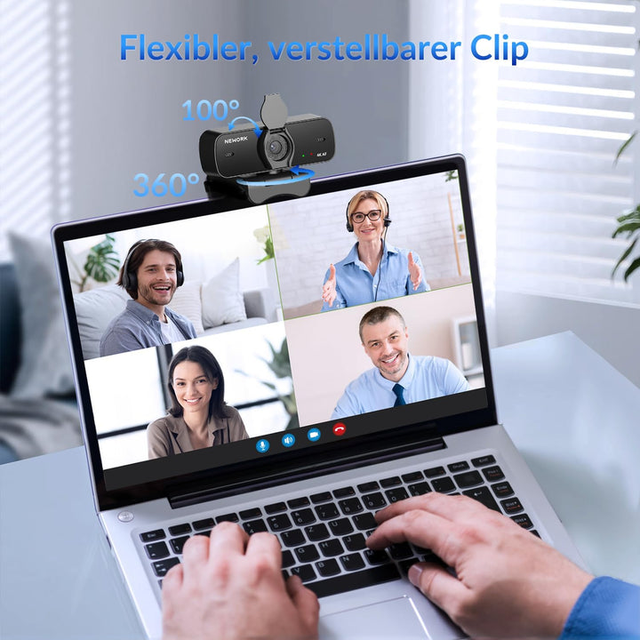 4K PC-Webcam mit Sony-Sensor, Autofokus und Sichtschutzabdeckung, Ultra HD 4K Streaming Kamera, 2 Mi