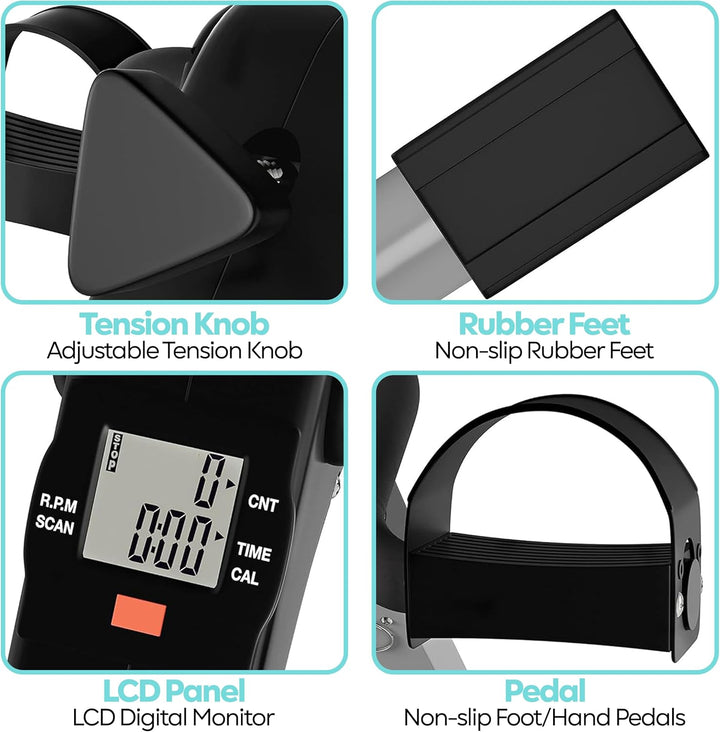 TechFit Pedal-Ausbilder, Mini-Heimtrainer für Heim und Büro, leichte Trainingsmaschine für Arme und