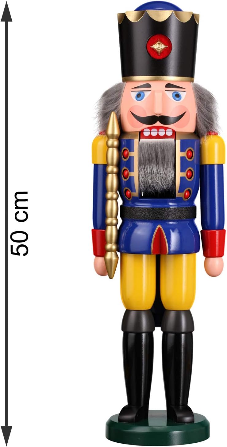 Seiffener Volkskunst Nussknacker Holzfigur Holz König Figur Höhe 50 cm gross (blau), Blau