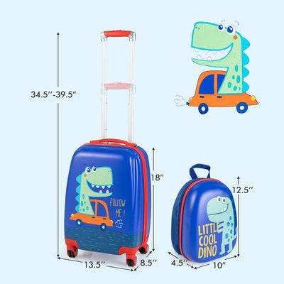 GOPLUS Kinderkoffer mit Rucksack, Kids Trolley, Kindergepäck mit Rollen, Reisekoffer mit Teleskopgri