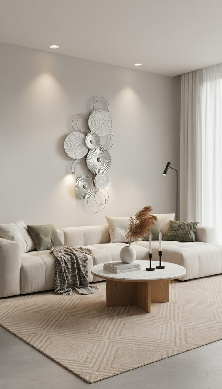 Generisch MF 3D Wandbild Sixo Metall Wanddeko Wandschmuck Kreise 83x38 cm Deko Wohnen Wanddekoration