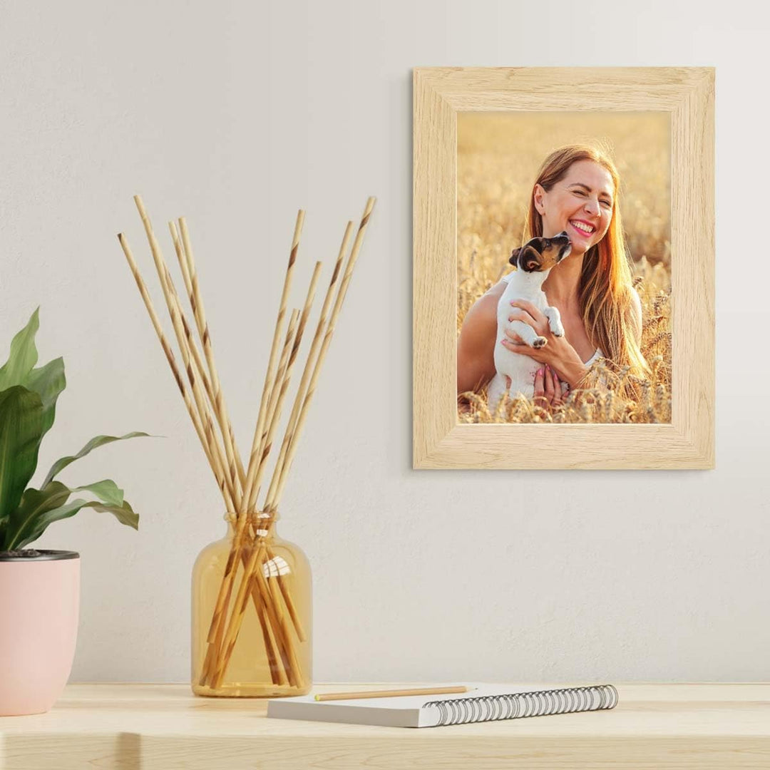 PHOTOLINI Bilderrahmen 13x18 Set Holz MDF Natur, 10er Set breite Bilderrahmen 18x13, Fotorahmen 13 x