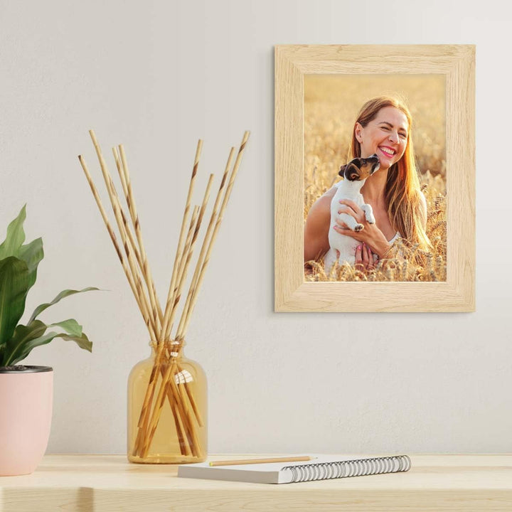 PHOTOLINI Bilderrahmen 13x18 Set Holz MDF Natur, 10er Set breite Bilderrahmen 18x13, Fotorahmen 13 x