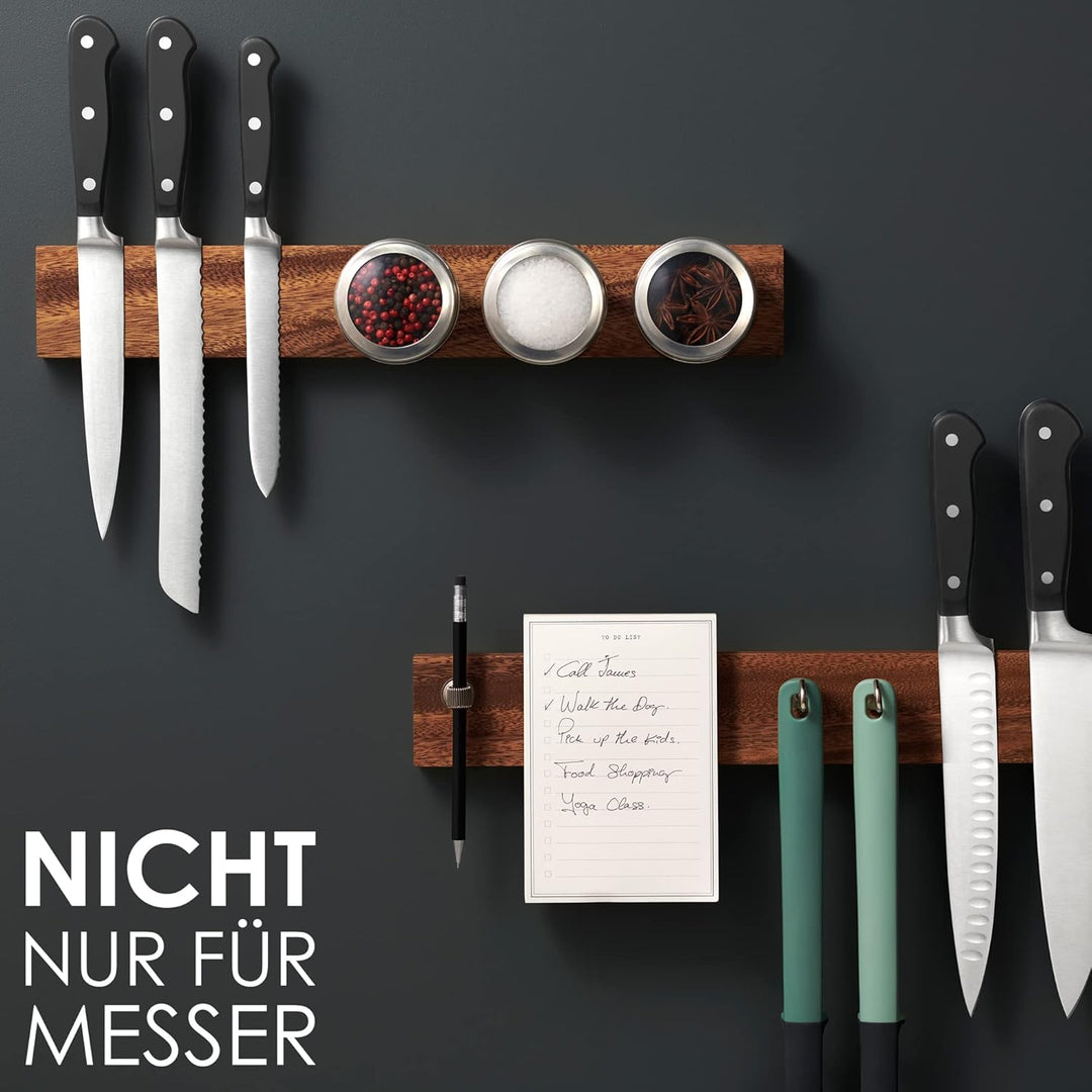 Magnetleiste Messer aus Walnussholz mit Extra Starkem Magnet - 40 cm - Messerhalter Magnetisch Holz