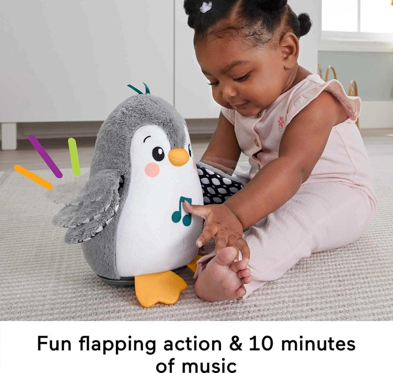 FISHER-PRICE Wackelnder Pinguin - Plüschspielzeug für Babys zum Spielen in Bauchlage mit Musik und w