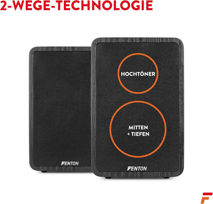 Fenton SHFB65 HiFi Lautsprecher passiv, Regallautsprecher 6,5 Zoll, 200 Watt Kompaktlautsprecher, ru