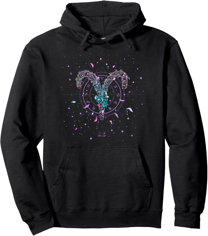 Aries Zodiac Sign Floral Flower March April Birthday Pullover Hoodie