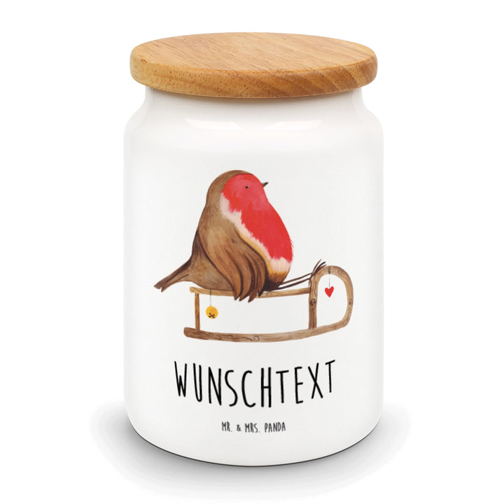 Mr. & Mrs. Panda Kaffeedose Personalisiert Rotkehlchen Schlitten - Personalisierte Geschenke, Dose,