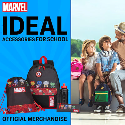 Marvel Schulrucksack Set mit Rucksack Kinder, Turnbeutel, Federmäppchen Jungen, Trinkflasche 470 ml