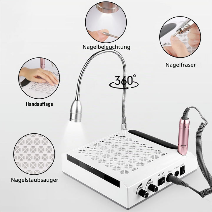 Elektrischer Nagelfräser, Professionell 4-in-1 Manikure- Pedikure-Set, mit 80W Absaugung &amp; waschbare