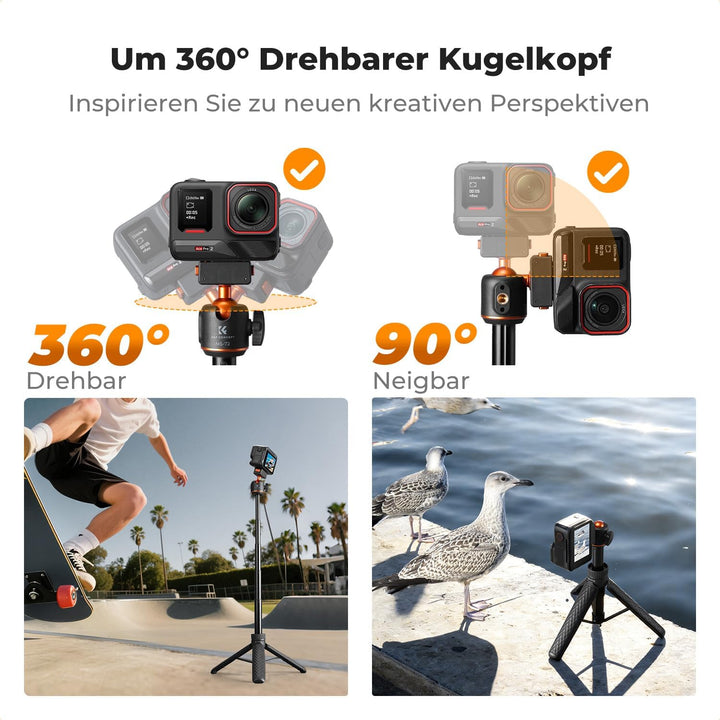 K&F CONCEPT Magnetisches Schnellwechsel-Stativ für Insta360 Ace Pro 2, 66cm Selfie Stick MIni Stativ