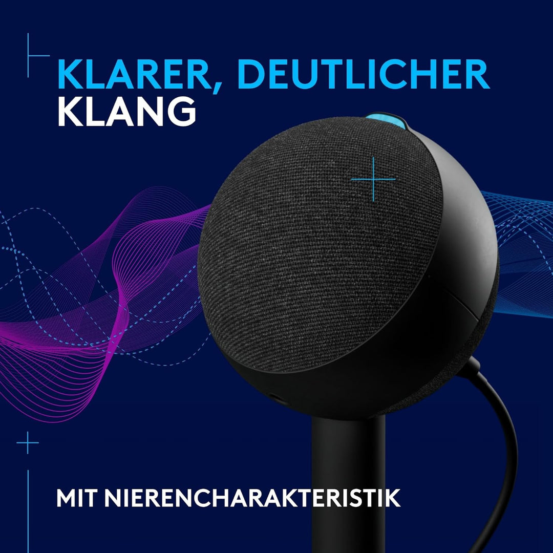 Logitech G Yeti Orb Gaming-Kondensatormikrofon mit RGB und LIGHTSYNC, USB-Mikrofon zum Streaming, Ni