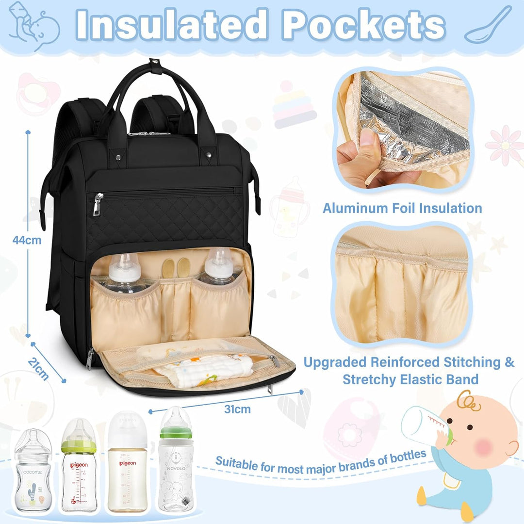 RAINSMORE Baby Wickelrucksack Gross mit Mobiler Wickelauflage Multifunktions Wickeltasche Kinderwage