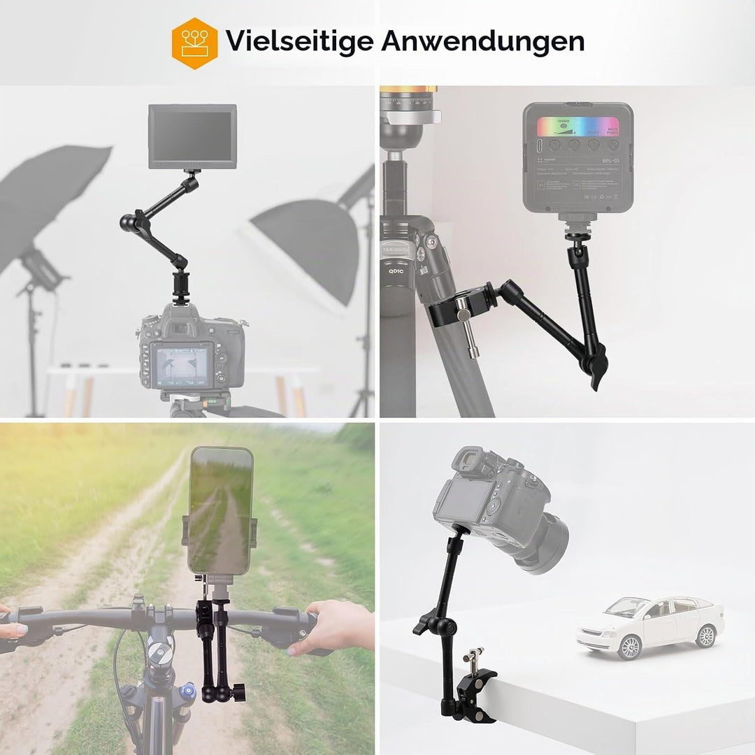 TARION Magic Arm Kamera Halterung: Kamera Klemmstativ mit Super Klammer, Flexibel Gelenkarmstativ Ka