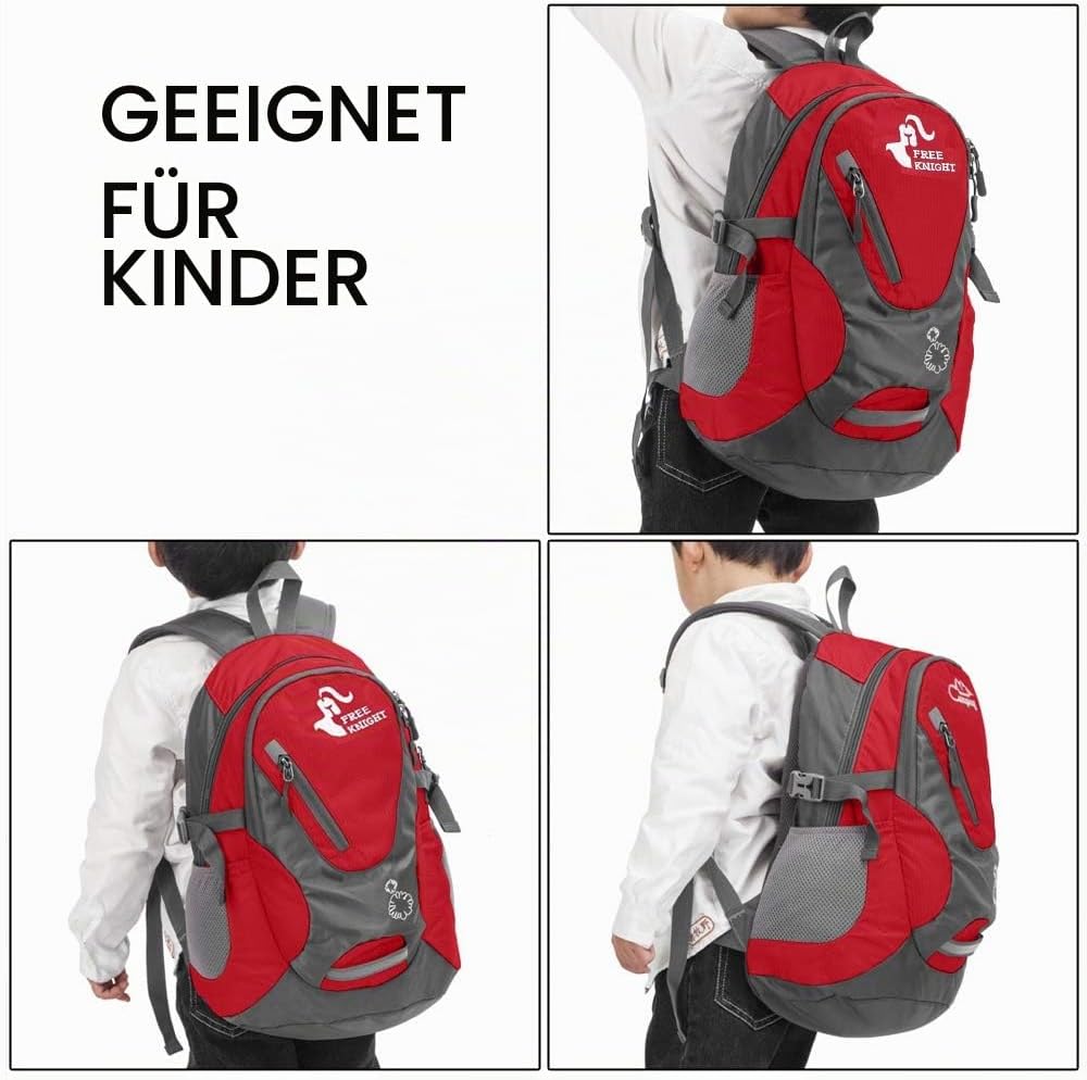 Kleiner Tagesrucksack 20L Radfahren Wanderrucksack Wasserdichter Reiserucksack Leichtgewicht (Rot),