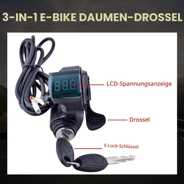 Kunray Universeller E-Bike Daumengashebel 12V-96V E Scooter Gashebel mit E Scooter LED Anzeige Spann