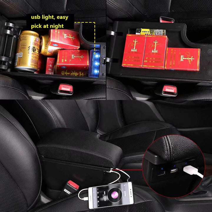 für Juke Armlehnen Doppelschicht Consoles Armlehne Box Auto Aufbewahrungsbox Alles schwarz, Alles sc