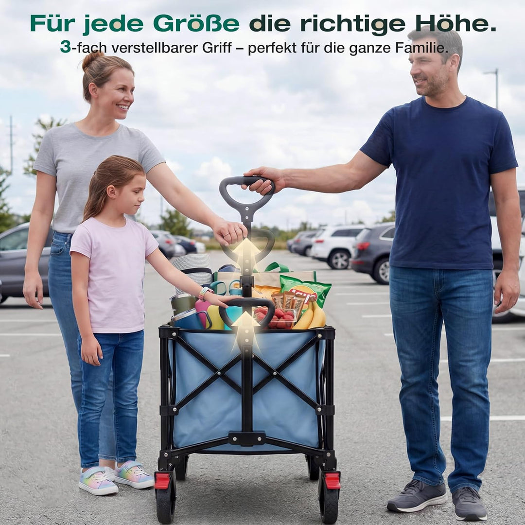 Sekey Bollerwagen Faltbar 135L 150KG Belastbar, Transportwagen klappbar mit Geländereifen mit Bremse