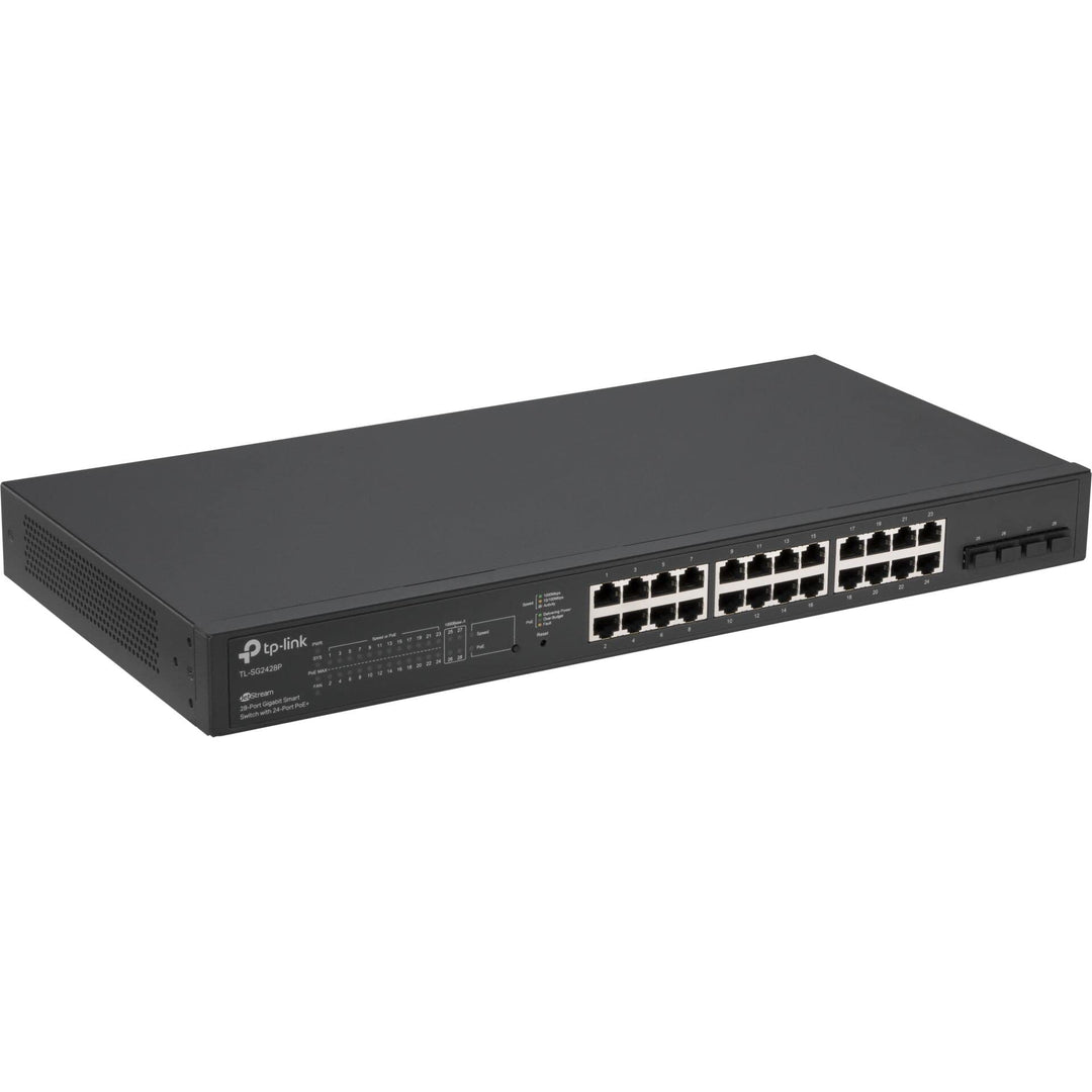 TP-Link TL-SG2428P 24-Port Gigabit Managed PoE Switch mit 4 SFP-Slots (250 Watt, Zentrales Cloud-Man