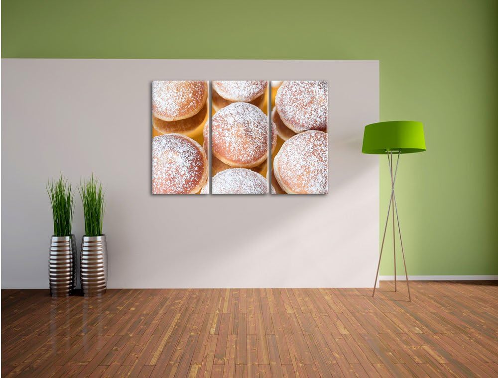 Pixxprint Süsse Berliner 3-Teiler Leinwandbild 120x80 Bild auf Leinwand