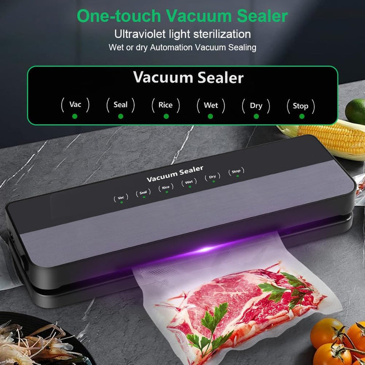 AUAUY Vakuumiergerät 5 in 1, Vakuumierer 65 KPA Lebensmittel Trocken-/Feuchtmodus, Stark Vacuumierge