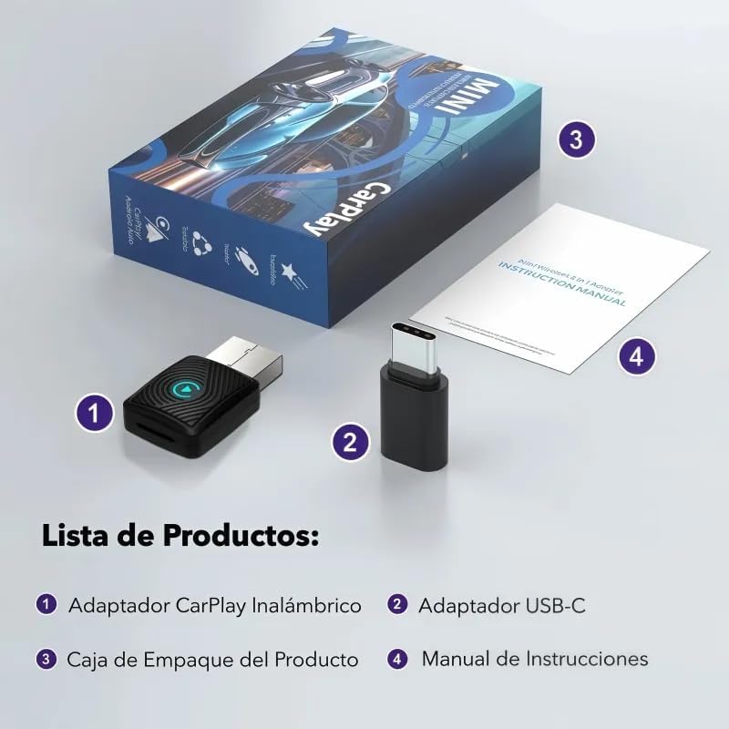 CarPlay Wireless Adapter, für Apple Wireless Car Play & Android Auto Adapter 2 in 1, Plug and Play V