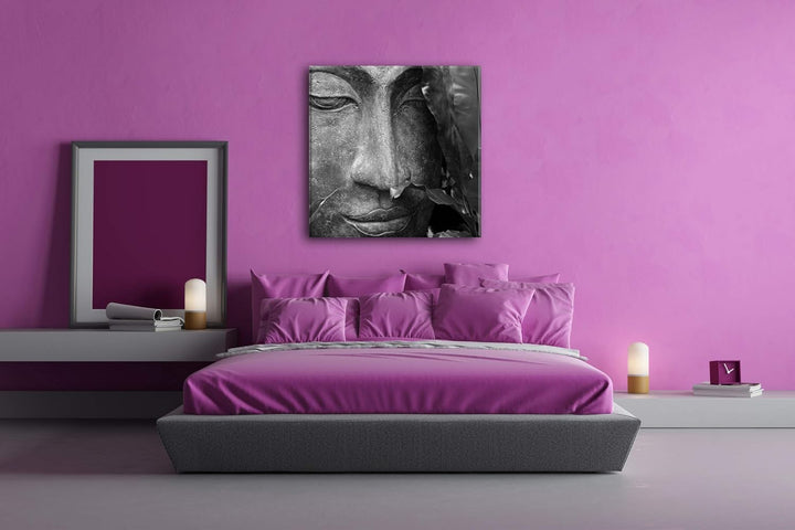 deyoli Zen Buddha Statur Format: 60x60 Effekt: Schwarz&Weiss als Leinwandbild, Motiv fertig gerahmt