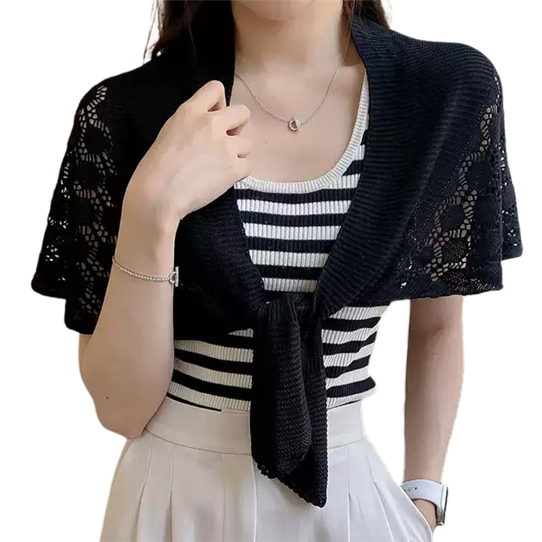 Strickschal, geknotet, Schulter-Poncho, gehäkelt, hohl, Hochzeit, Abendveranstaltung, Geburtstag, el