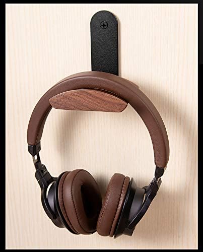 Headset Halterung mit 6cm Breiter Kopfstütze aus Nussbaum,Kopfhörer Ständer mit 3M Klebeband und Sch