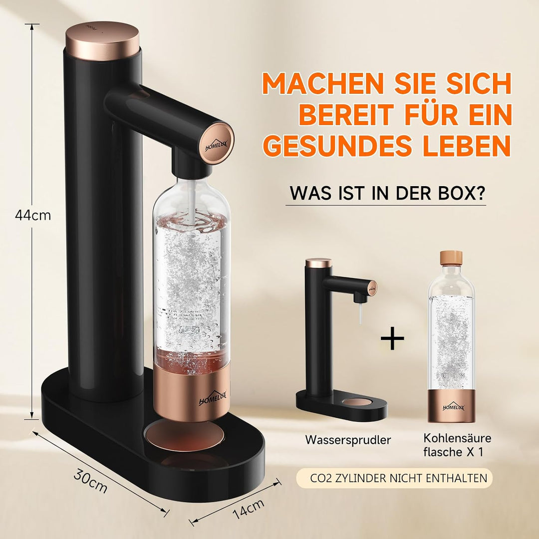 HOMELUX Wassersprudler,Sprudelwasser Maschine Mit 1L PET-Flaschen Bpa-Frei,Soda Maker,Wasser Sprudel