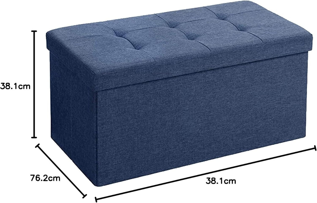 BRIAN & DANY Faltbarer sitzhocker Leinen Sitzbank mit Stauraum, Marineblau, 76 x 38 x 38cm, Marinebl